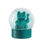 DONKEY Maneki Neko Lucky Globe Chat Angulaire Vert – Boule à Neige avec Le Chat Lucky Original en Vert, 11,5 cm de Haut