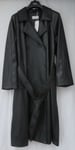 LADIES MARKS & SPENCER BLACK FAUX LEATHER LINED MIDI COAT WITH TIE BELT SIZE 16