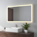 EMKE Miroir Salle de Bain LED 100x60cm, 3 Couleurs LED avec Interrupteur Tactile et luminosité réglable,Miroir Salle Bain avec éclairage intégré