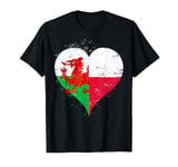 Half Polish Half Welsh A Poland Wales Flag in Heart T-Shirt