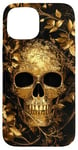 Coque pour iPhone 15 Crâne Nature Éléments Comme Feuilles Crâne Art