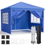 Tonnelle Jardin Pliable 3x3,Tonnelle Pliante,Tente Jardin Pliable,Imperméable,Tente de Fête,Tente avec 4 Parois Latérales,Pavillon de Jardin,Protection UV 50+,pour Camping (Bleu Marine)