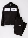 Puma Boys Tracksuit - Black/White - Black, Black, Size 7-8 Years