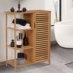 Idmarket - Meuble de rangement bambou bea salle de bain 3 étagères avec placard