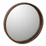 Plateau & Miroir Design Rond & Rotin 40cm Marron