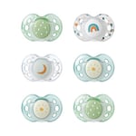 Tommee Tippee Nighttime Dummies, 18-36 months, 6 pack of glow in the dark Dummiess with symmetrical silicone baglet