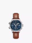 Hamilton H77922541 Men's Khaki Aviation X-Wind GMT Chronograph Date Leather Strap Watch, Brown/Blue