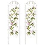 COSTWAY Lot de 2 Treillis de Jardin en Métal 220 x 50 cm, Clôture Décorative pour Plante Grimpante, Grille Fleurs Antirouille pour Jardin, Cour, Patio (Blanc)