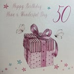 White Cotton Cards Grande Carte d'anniversaire Happy Birthday Have a wonderfu Day, Rose Cadeau Fait Main 50e