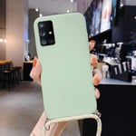 xingshen Coque de téléphone de lanière de Silicone Liquide pour Galaxy A52 A72 S20 Fe A51 A71 A50 A70 S20 S10 Note 10 A20 A30 Samsung S21 Plus-Samsung S20 Ultra_Vert