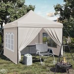 WOLTU Tonnelle de Jardin Extérieur avec Le Toit en Forme Pointue, Tente de Réception Imperméable, Pergola, Barnum Pliant, 4 Parois Latérales Amovibles, Résistant au UV, Hauteur Réglable,Beige