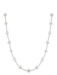 LUV AJ The Pearl Stud Necklace- White Silver