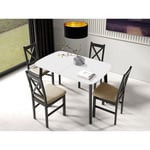 Bestmobilier - Magov - table à manger extensible - blanc et noir - 4 personnes