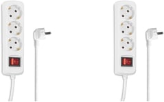 Multipr 3 Pr S 16A Avec Interrupteur (Rallonge Multipr S 3M, Bloc 3 Pr S Type F Schuko, Idéal Bureau Pc Luminaires, Atelier, Meuble Tv, Garage) Blanc (Lot De 2)