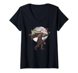 Womens Happy Christmas Bigfoot - Funny Christmas V-Neck T-Shirt