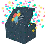 FETTIPOP Boîte Cadeau DIY, Coffret Cadeau Explosion Confettis (points-bleus) 18,5 x 14 x 11 cm, pour Elle et Lui, Fêtes, Anniversaires, Mariages, Événements, toute occasion