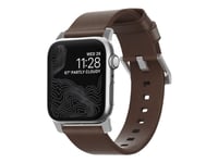 Nomad Modern Strap - Klokkestropp For Smart Armbåndsur - 150-210 Mm - Brun, Sølvmaskinvare - For Apple Watch Hermès Series 7, Hermès Series 9, Nike Series 7, Series 10, Series 8, Series 9