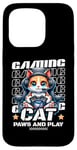 Coque pour iPhone 15 Pro Paws And Play Jeu vidéo chat pour hommes, garçons, femmes, enfants