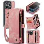 CaseMe Multi-Slot 2 i 1 Plånboksfodral iPhone 15 Pro Max Rosa