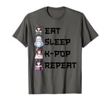 Eat Sleep K-Pop Repeat Anime Fan Korean Music Finger Heart T-Shirt