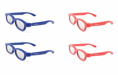 2 x Blue 2 x Red Kids 3D Childrens Glasses for Passive TVs Cinema Projectors