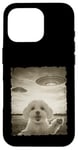 Coque pour iPhone 16 Pro Caniche maltais selfie vieux téléphone photo drôle observation OVNI