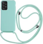 Collier Pour Samsung Galaxy A52 4g / 5g / A52s 5g Coque Silicone Liquide Bumper Housse Lanière Avec Cordon Réglable Longueur Chaîne Lanyard Case Housse Étui Pour Samsung A52 / A52s 5g, Vert