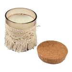 Homéa, Bougie Verrine Macrame Couvercle Liege D9 x 10 cm Parfum Romance Florale