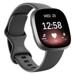 Msksjer Bracelet Compatible avec Fitbit Versa 4/Sense 2/Fitibit Versa 3/Sense, Bracelet de Remplacement Sportif en Silicone Souple pour Femmes et Hommes, Noir