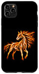 Coque pour iPhone 11 Pro Max Cheval Feu Orange Flamme Poney Equine Animal Jaune