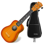 Ukulele Guitare Soprano 4 Cordes Bois ébène Hawaii Uke 15 Frets Sunburst Housse