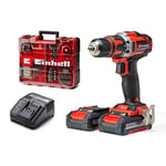 Einhell Perceuse Visseuse sans fil TE-CD 18/40 Li +69 (2x2,0 Ah) Power X-Change (Li-Ion, 18 V, Couple 40 Nm) Livré avec 2 Batteries 2,0Ah, Chargeur et 69 Accessoires