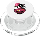 Kawaii Midnight Black Cat Eating Ramen Noodles by The Moon PopSockets PopGrip for MagSafe