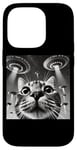 Coque pour iPhone 14 Pro Cat Selfie with UFO Weird 50s Photo