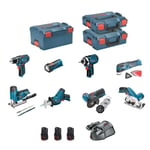 BOSCH Kit 12V BMK8-28BD3 (GSR 12V-15+GDR 12V-105+GKS 12V-26+GWS 12V-76+GST 12V-70+GOP 12V-28+GSA 12V-14+GLI 12V-80+3 x 2,0Ah)