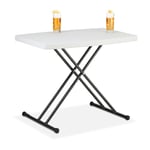 Relaxdays Table de Camping Pliante, HxLxP: 71x78x49 cm Plastique & Acier, résistante aux intempéries, Blanche