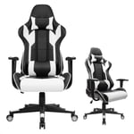 FTFTO Home Accessories Office Chair Ergonomic Game Chair Household Rotatable High-Back Reclining Seat PU Leather Headrest/Lumbar Pillow