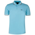 BOSS Men's Paddy Curved Polo Shirt, Bright Blue431, XXL