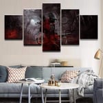 TOPRUN Picture print on canvas 5 pieces wall art for living room Modern home Art print Images 5 panel wall decor 150x80cm Solidframe Easily to hang Game Bloodborne Role