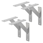 4x Support Etagere murale fixation flottante aluminium argent