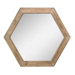 Stonebriar Miroir Mural hexagonal décoratif de 61 cm avec Cadre en Bois Naturel et support de Suspension attaché, décoration Rustique pour salon, Salle de Bain, Chambre à Coucher et entrée