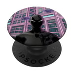 Héros futuriste masqué dans la ville - Cyberpunk PopSockets PopGrip Adhésif