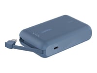 Belkin Boostcharge - Strømbank - With Integrated Cable - 10000 Mah - 20 Watt - 3 A - Fast Charge - 2 Utgangskontakter (24 Pin Usb-C) - Blå