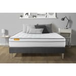 Ensemble matelas sommier Memo luxe 180 x 200 cm - Couleur : Gris