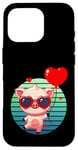 Coque pour iPhone 16 Pro Saint Valentin Porcinet Cœur Amoureux Amour Ballon Mignon