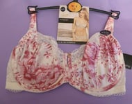 NEW! M&S Rosie Marks & Spencer 32E pink floral non-padded silk/lace balcony bra