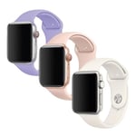 FRIENDLY LICENSE - Lot de 3 bracelets compatibles avec Apple Watch 38-40-41 mm - Fabriqué en silicone résistant - Couleur blanc, rose et lilas - Fermoir Pin and Tuck - Bracelet Apple Watch