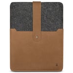 KANVASA iPad Pro 11 Housse en Feutre et Cuir Woods - Case Cover Haut de Gamme pour iPad Gris/Marron - Pochette Vintage à partir de mélange de Feutre de Laine & Vrai Cuir