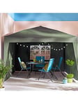 2.5 X 2.5M Pop Up Gazebo With 3 Piece Side Panels, Steel Frame, Showerproof Roof