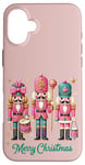 iPhone 16 Plus Preppy Pink Nut cracker Merry Christmas Cute Xmas Nutcracker Case